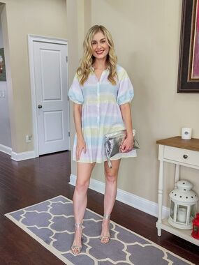 SAYLOR Pastel Striped Lightweight Button-Front Top